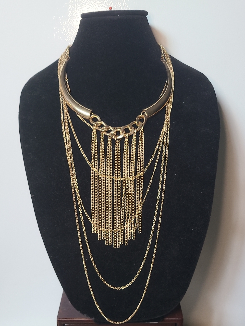 Gold Multi-Layer Fringe Necklace – Women Jewelry